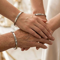 Thumbnail for Matching Couple Bracelet featuring personalized engravings on minimalist cuffs by Brother & Sisters.