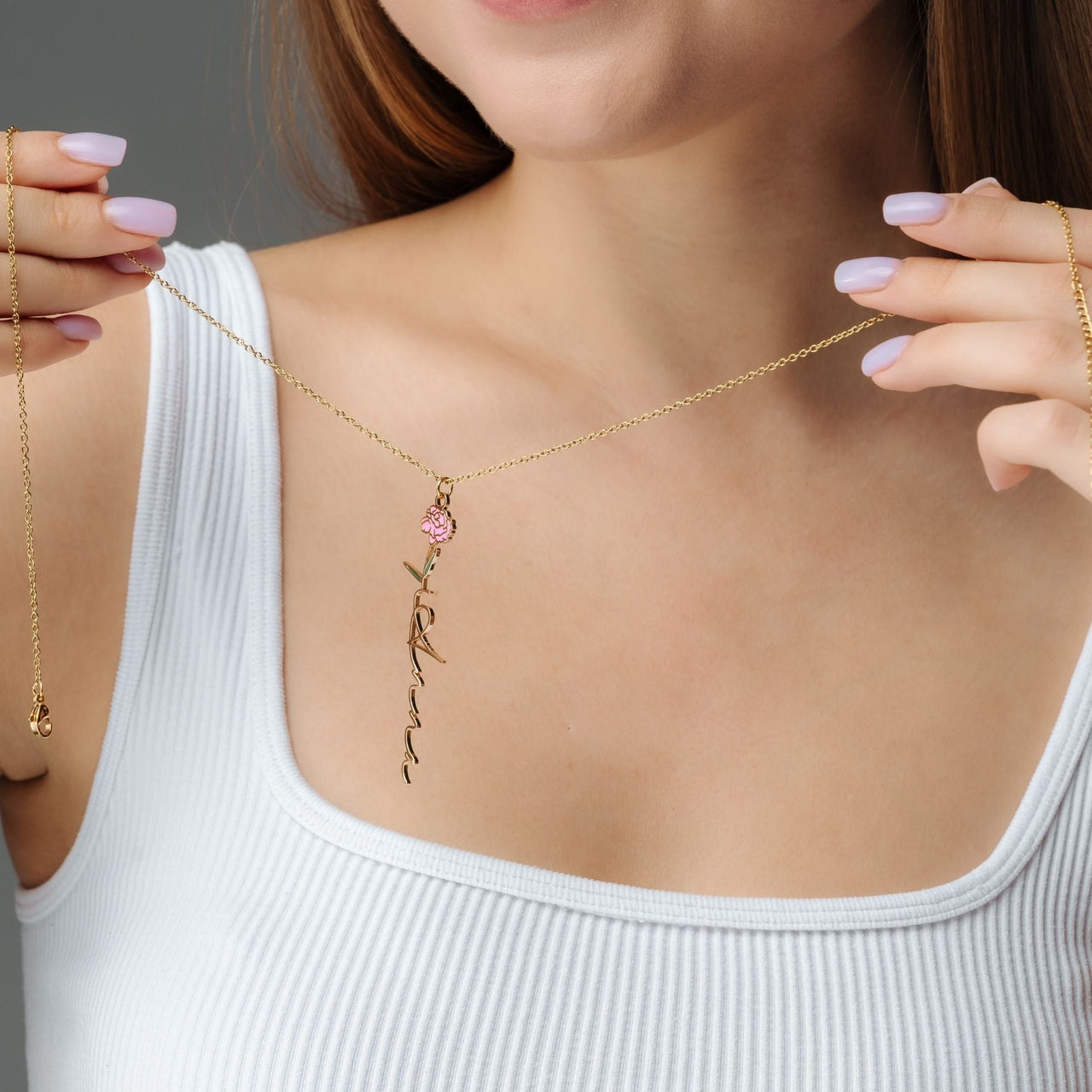 Flower Name Necklace - Custom Name Necklace - Gifts for Mom - Personalized Gift - Birthday Gifts for Her Necklace Brother & Sisters