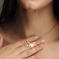 Thumbnail for Gold Necklace for a Woman - Butterfly Initial Necklace - Woman Necklace - Letter Necklace Necklace Brother & Sisters