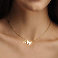 Thumbnail for Gold Necklace for a Woman - Butterfly Initial Necklace - Woman Necklace - Letter Necklace Necklace Gold / A Brother & Sisters