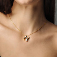 Thumbnail for Gold Necklace for a Woman - Essential Initial Necklace - Woman Necklace - Bubble Letter Necklace Necklace Gold / A Brother & Sisters