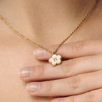Thumbnail for Gold Necklace for a Woman - Flower Initial Necklace - Woman Necklace - Letter Necklace Necklace Brother & Sisters
