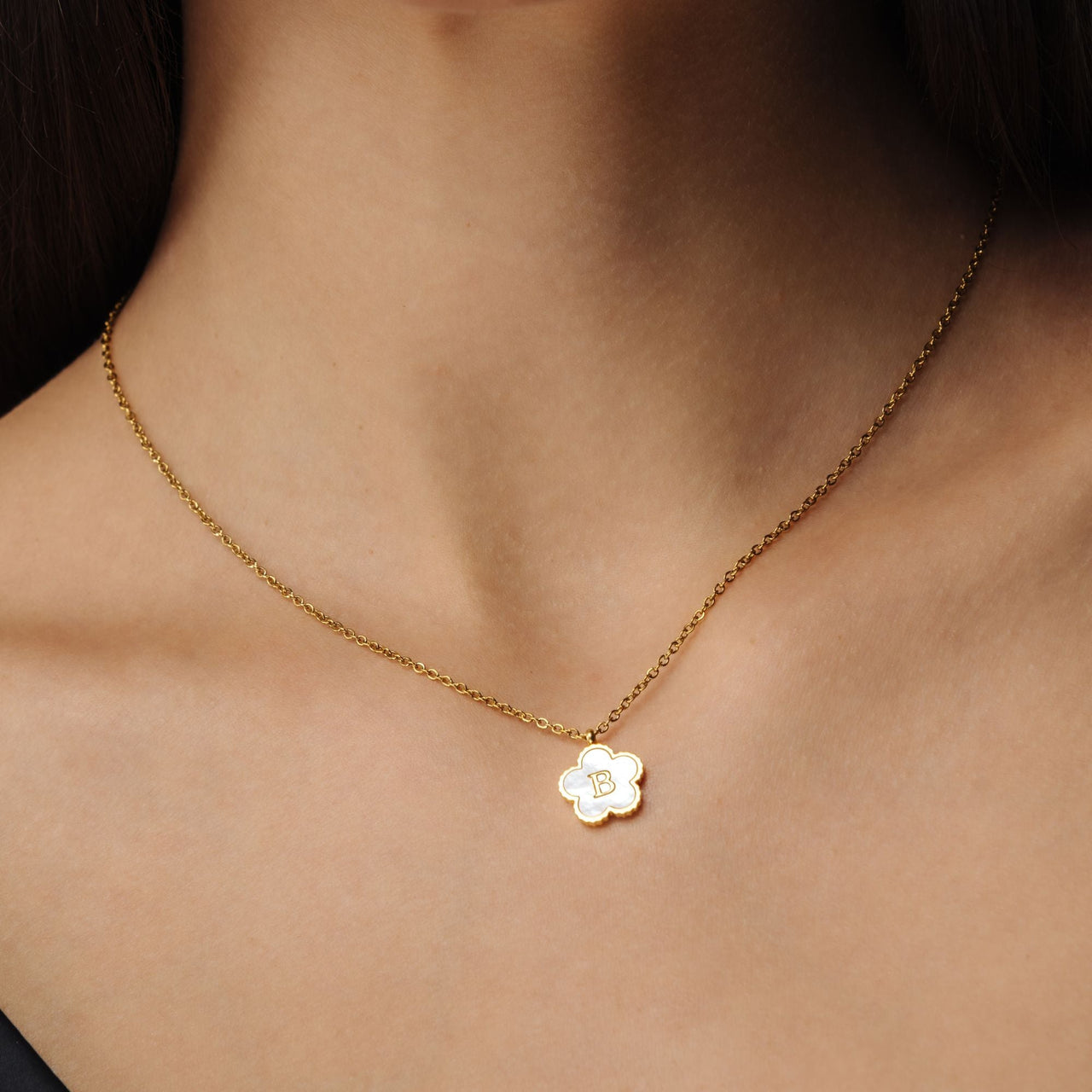 Gold Necklace for a Woman - Flower Initial Necklace - Woman Necklace - Letter Necklace Necklace Gold / A Brother & Sisters