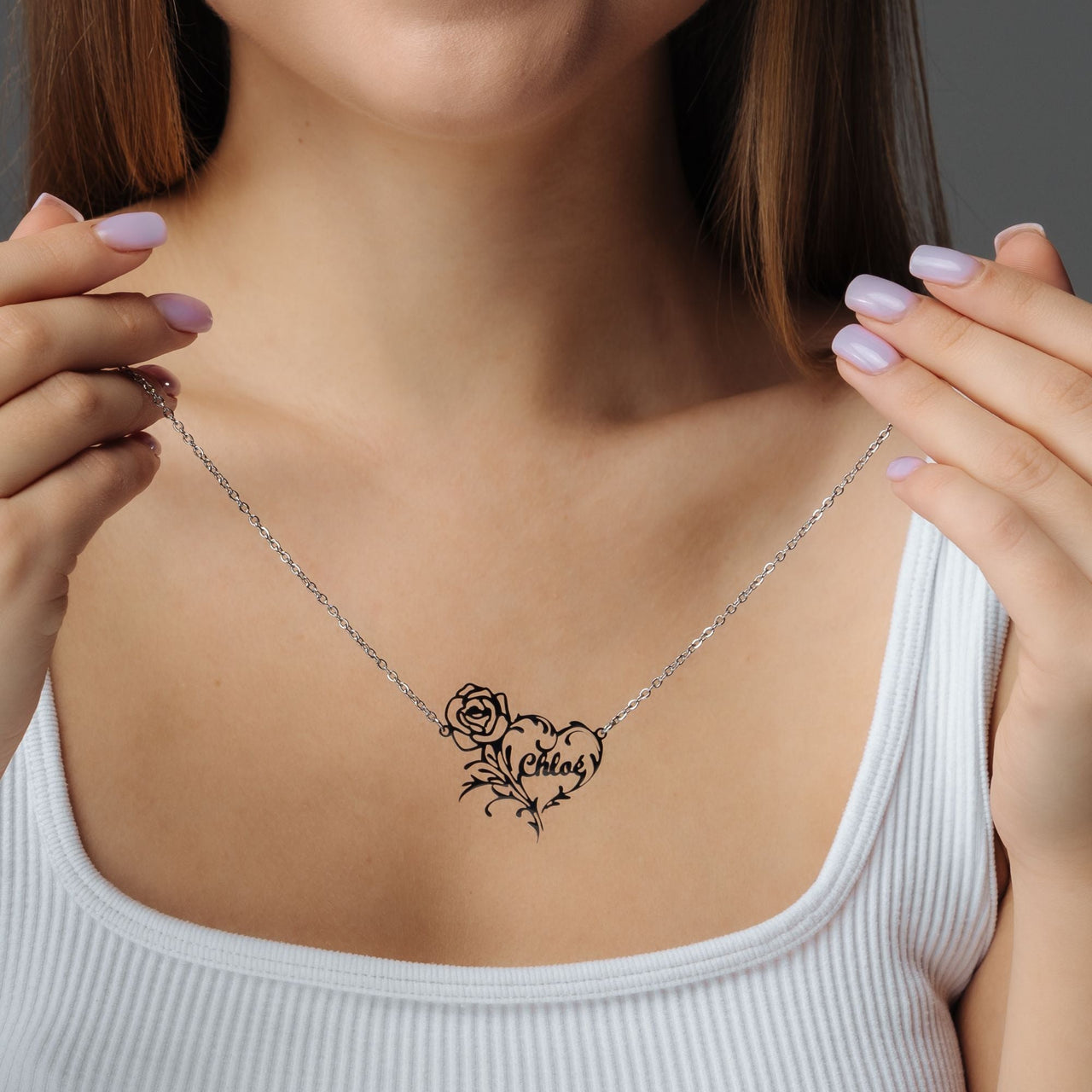 Rose Name Necklace - Custom Name Necklace - Gifts for Mother's Day - Gifts for Mom - Personalized Gift Necklace Brother & Sisters