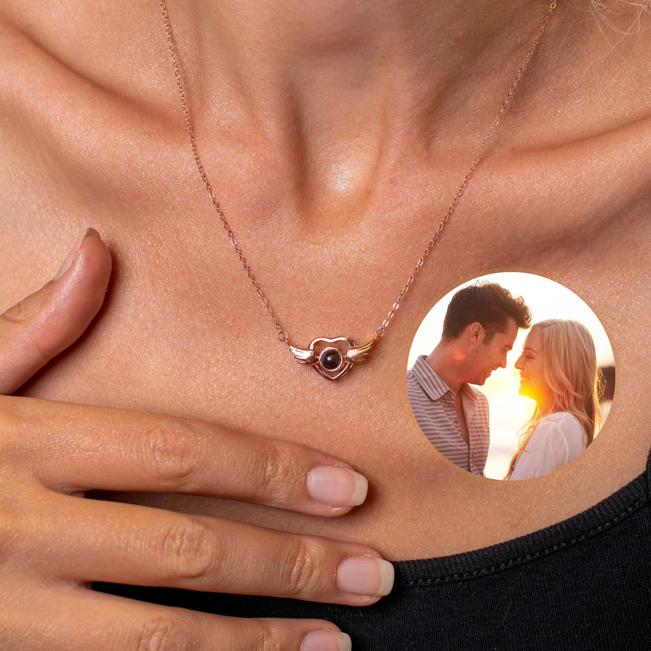 Flying Heart Photo Necklace