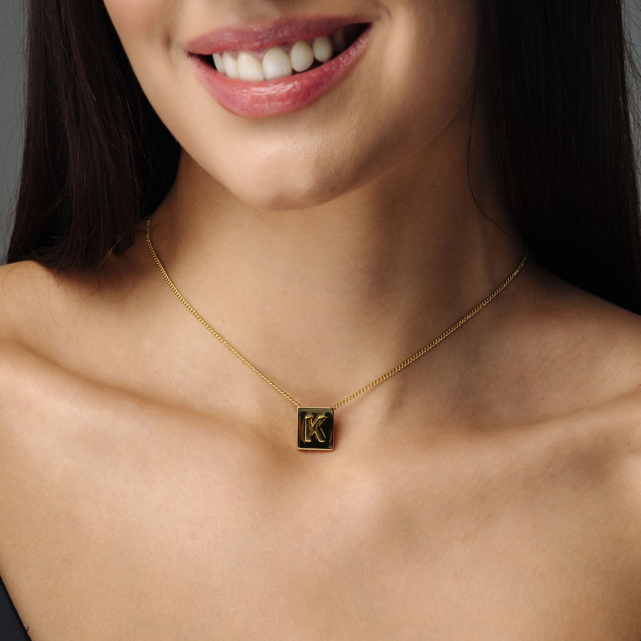 Rectangle Initial Necklace