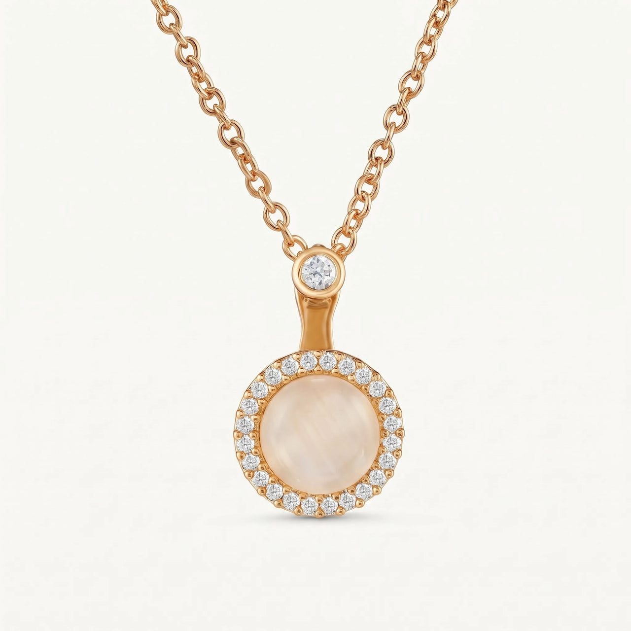 Moonstone necklace — product photo on a white background, gold | SKU: lelunaire