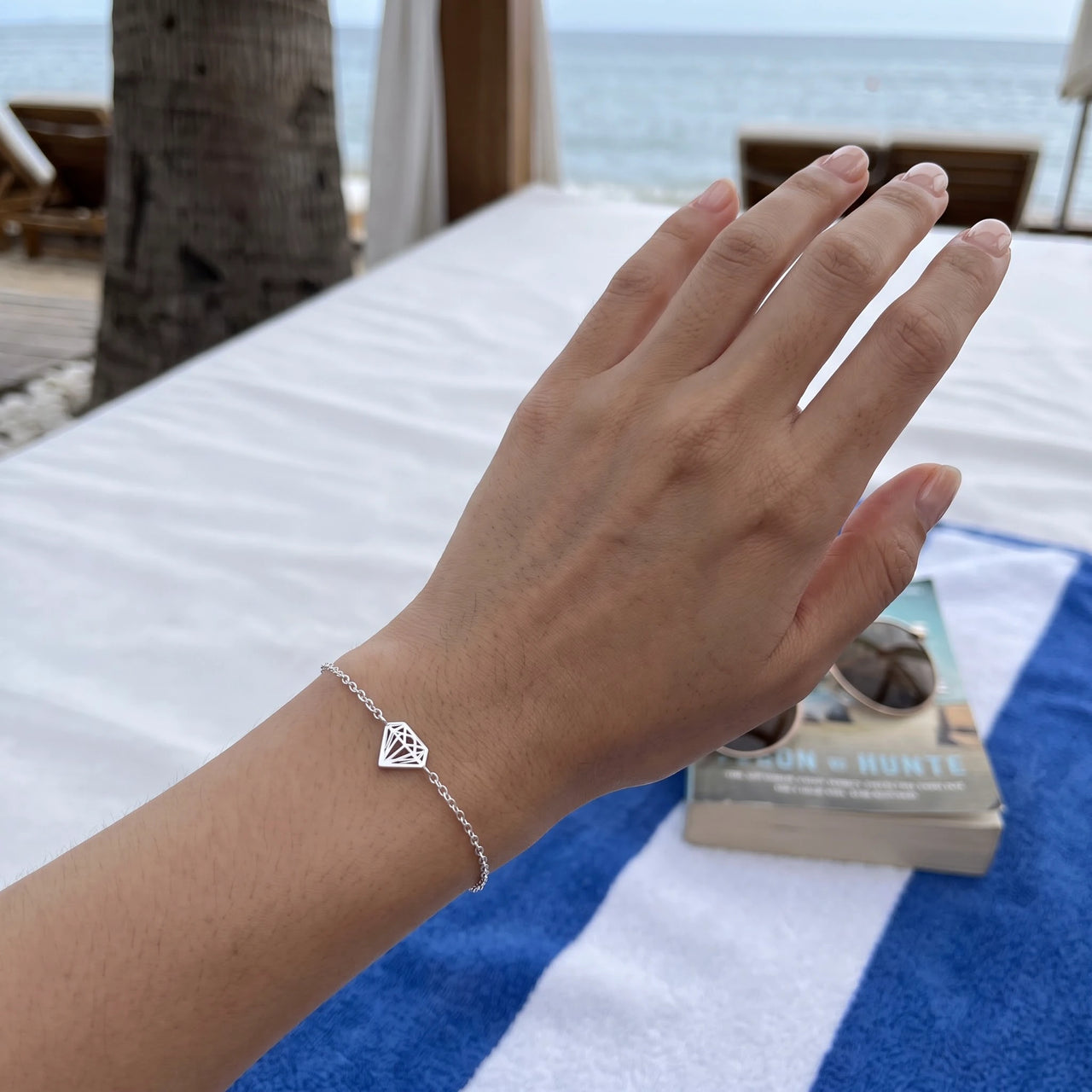 Dainty bracelet — worn, real size, silver | SKU: 11662607-white-gold