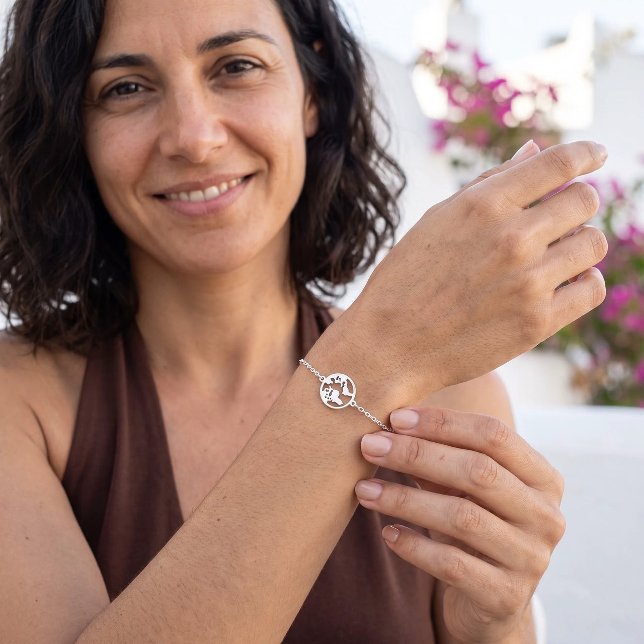 Earth bracelet — worn, everyday gesture, silver | SKU: 22665062-white-gold