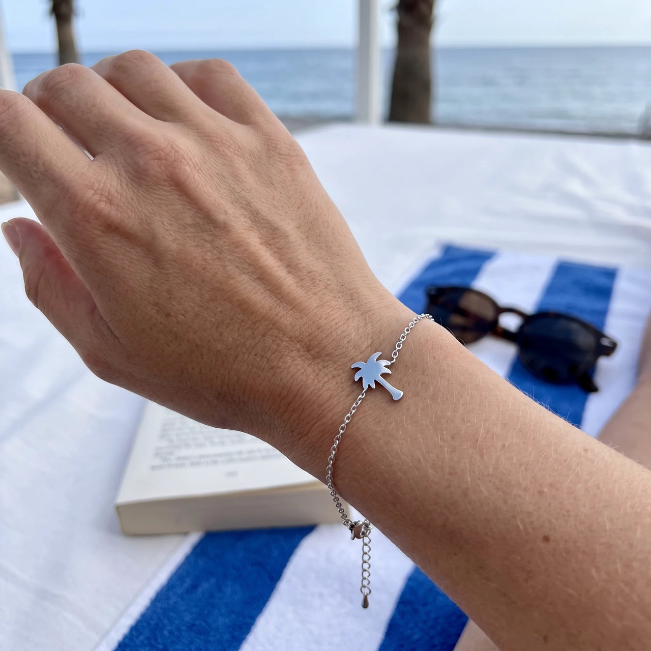 Waterproof bracelet — worn, real size, silver | SKU: 7819407-silver-plated