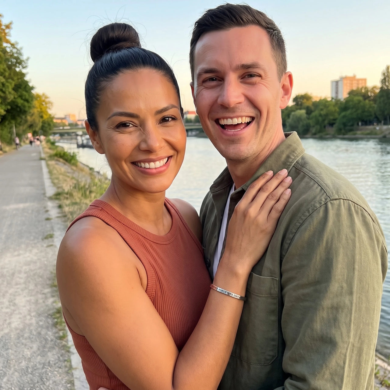 Engraved bracelet — worn by a couple, silver | SKU: nftd-wg