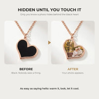 Thumbnail for Before and after: black rose gold heart pendant, then the photo revealed by warmth | SKU: TPH-HRTN-ROSEGOLD