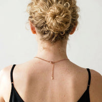 Thumbnail for Back of the neck showing the lobster clasp and extension chain of the rose gold photo necklace | SKU: TPH-HRTN-ROSEGOLD