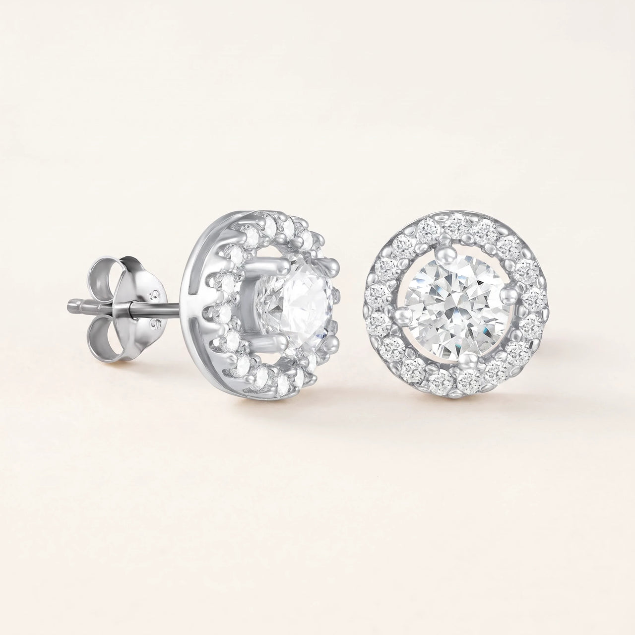 Circle stud earrings — product photo on a white background, silver | SKU: 19991927