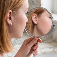 Thumbnail for Silver stud earrings — worn, real size, silver | SKU: 1953493