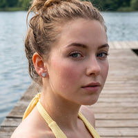Thumbnail for Heart earrings — worn in the water, waterproof, silver | SKU: 1953493