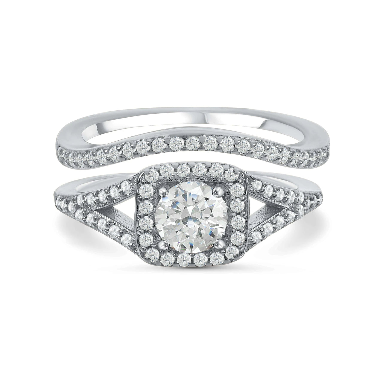 Bridal ring set — product photo on a white background, silver | SKU: 497080-4.5-silver