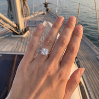 Thumbnail for Halo ring — worn, real size, silver | SKU: 497131-4.5-silver