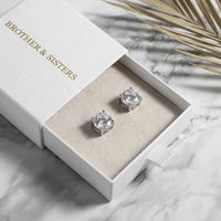Thumbnail for Solitaire Crystal Studs in Silver, in the gift box | SKU: 41010-silver